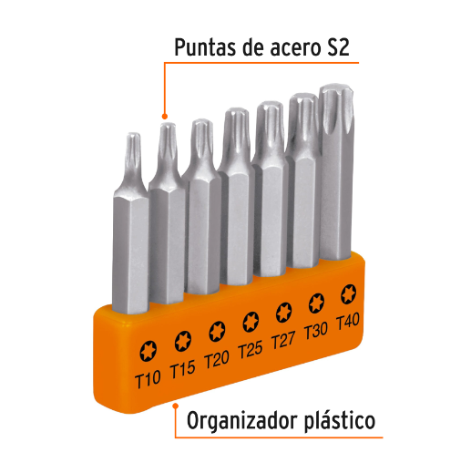 Juego de 7 puntas Torx, 2'