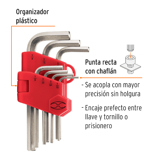 Juego de 7 llaves allen standard con organizador