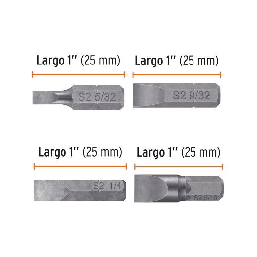 Juego de 6 puntas planas, largo 1”, Truper Expert