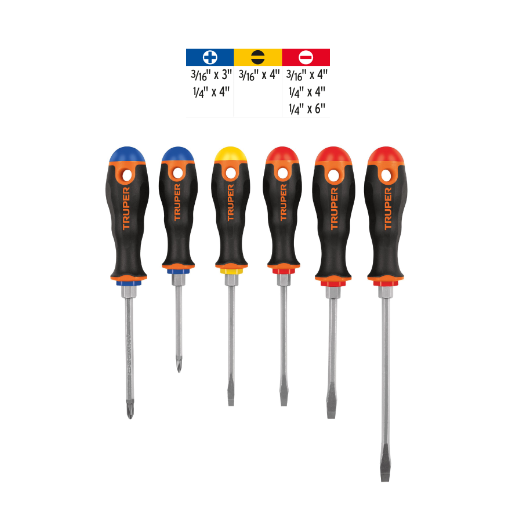Juego de 6 desarmadores mango comfort grip