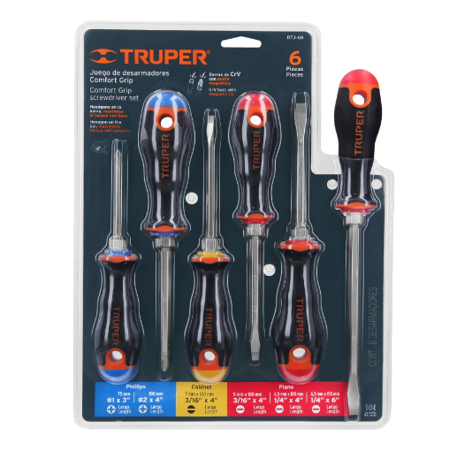 Juego de 6 desarmadores mango comfort grip