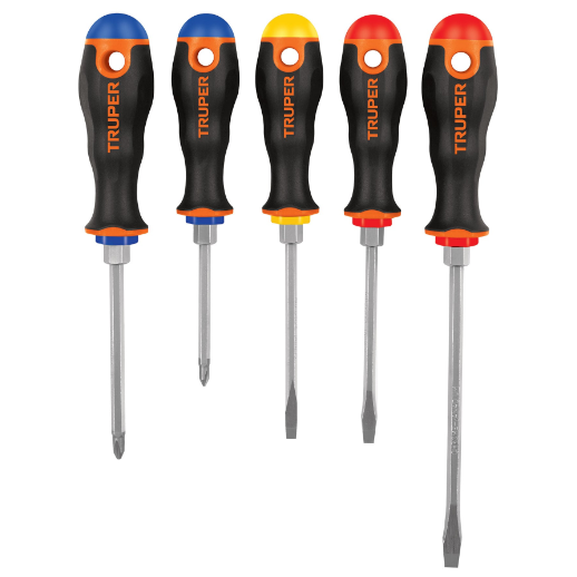 Juego de 5 desarmadores, mangos comfort grip