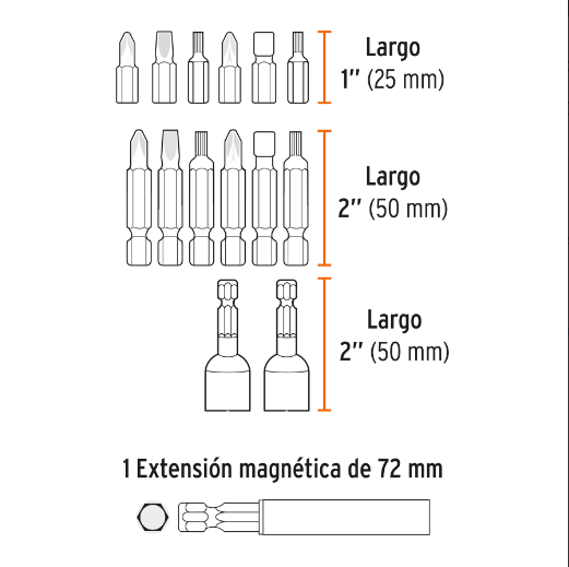 Juego de 47 puntas, 1" y 2", S2, Truper Expert