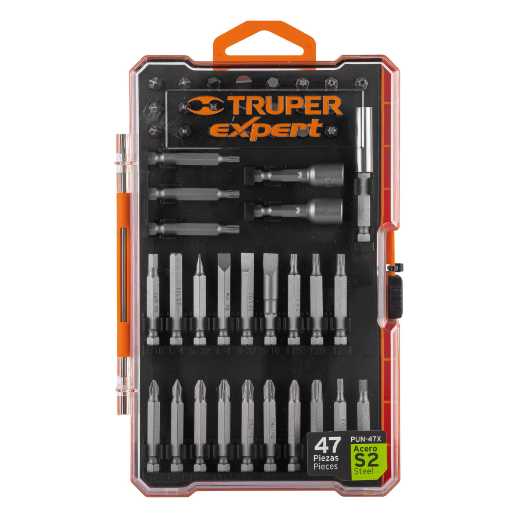 Juego de 47 puntas, 1" y 2", S2, Truper Expert