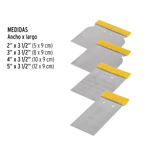 Juego de 4 cuñas, mango plástico, pretul