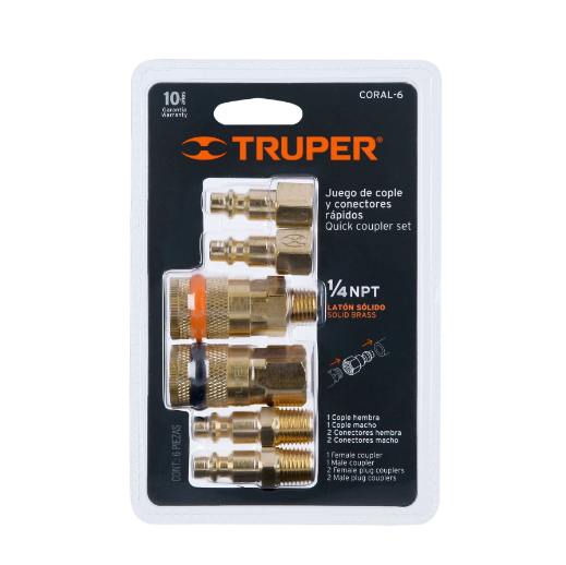 Juego de 4 conectores y 2 coples para compresor de aire