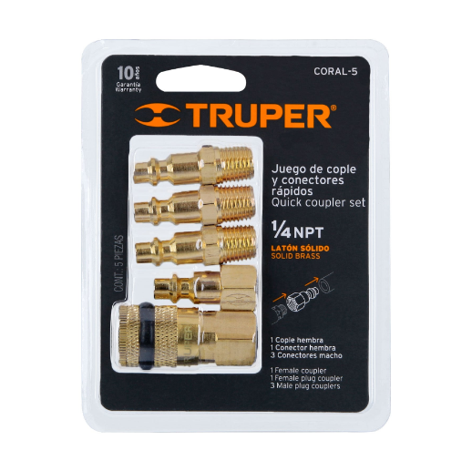 Juego de 4 conectores y 1 cople para compresor de aire