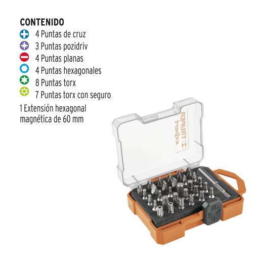 Juego de 31 puntas, 1", S2, Truper Expert
