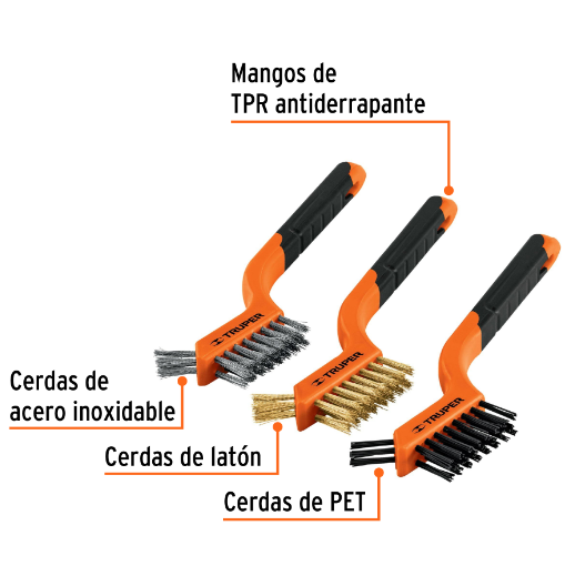 Juego de 3 mini cepillo de alambre