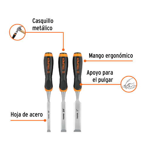 Juego de 3 Formones Truper