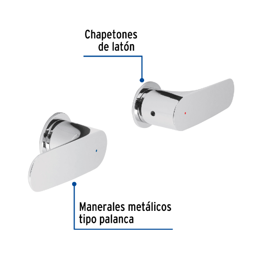 Juego de 2 manerales, regadera, cromo, Riviera