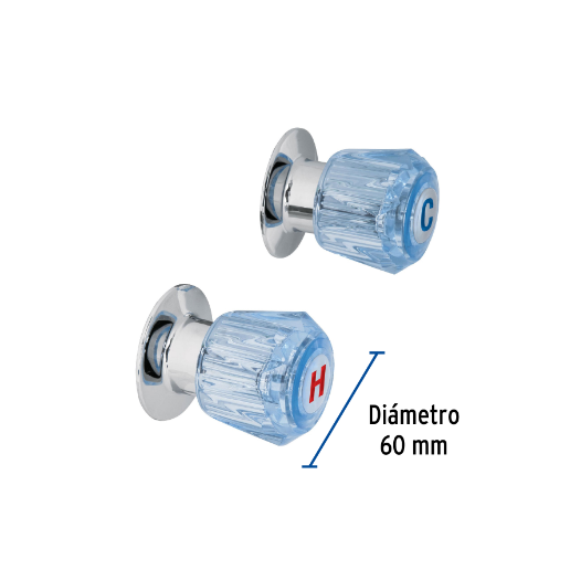 Juego de 2 manerales de acrilico regadera azul, Basic