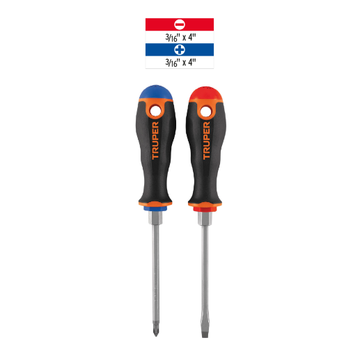 Juego de 2 desarmadores 1/4x4 mango comfort grip