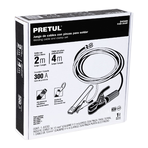 Juego de 2 cables con pinzas de tierra para soldar, Pretul
