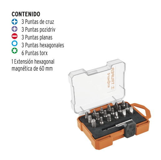 Juego de 19 puntas, 1", S2, Truper Expert