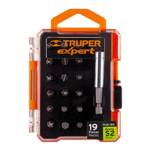 Juego de 19 puntas, 1", S2, Truper Expert