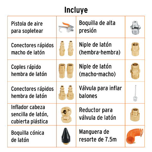 Juego de 15 piezas para compresor de aire