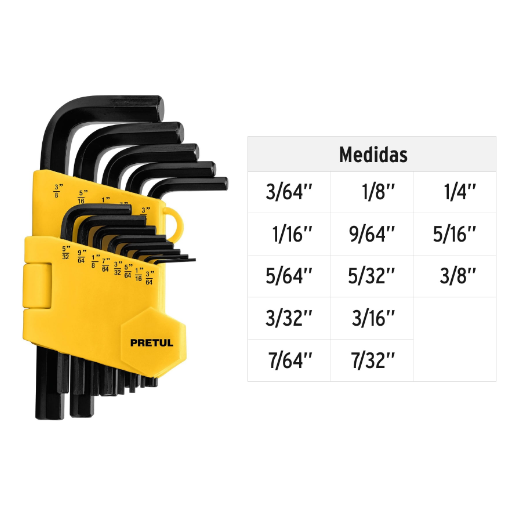 Juego de 13 llaves allen standard con organizador, pretul