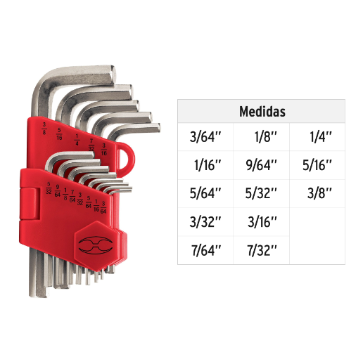 Juego de 13 llaves allen standard con organizador