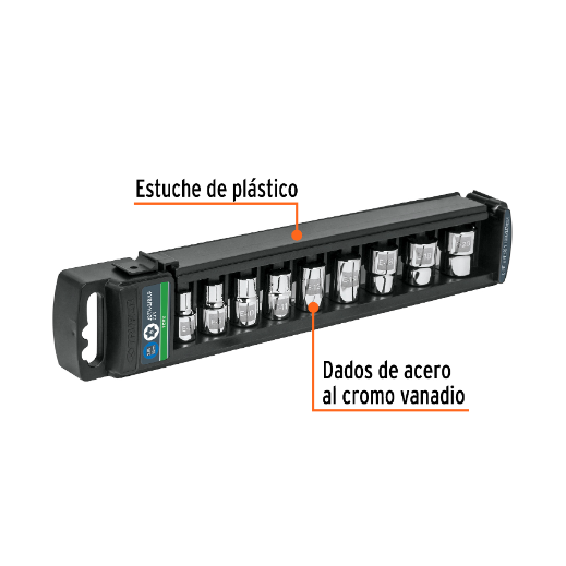 Juego dados, punta torx, 3/8", 9 piezas
