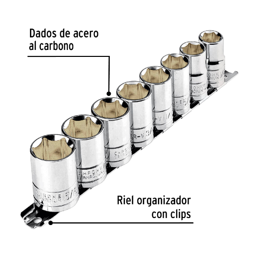 Juego dados, cuadro 1/2", 9 piezas, pretul