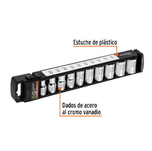 Juego dados, cuadro 1/2", 10 piezas