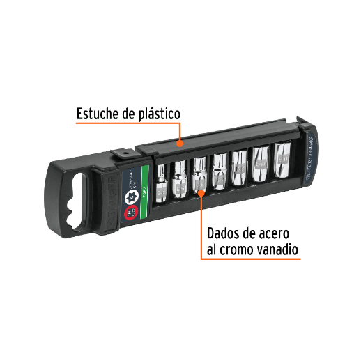 Juego dados torx hembra, 1/4", 7 piezas