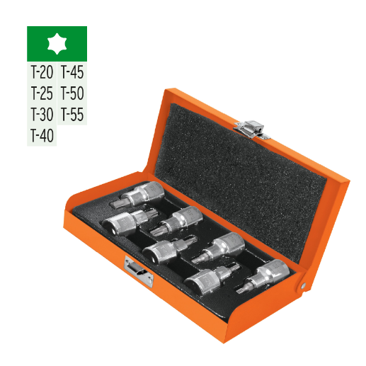 Juego dados punta torx, cuadro 1/2", 7 piezas