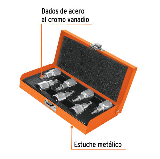 Juego dados punta torx, cuadro 1/2", 7 piezas