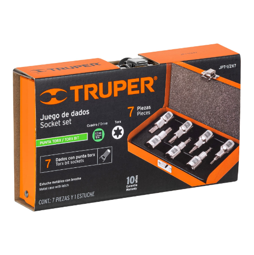Juego dados punta torx, cuadro 1/2", 7 piezas