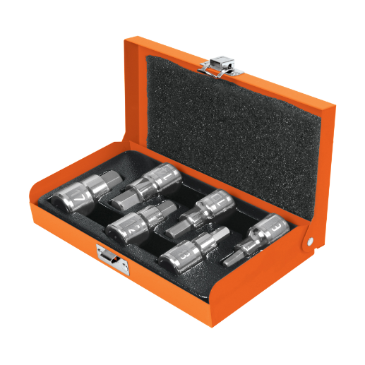 Juego dados punta hexagonal, cuadro 1/2", 6 piezas, mm