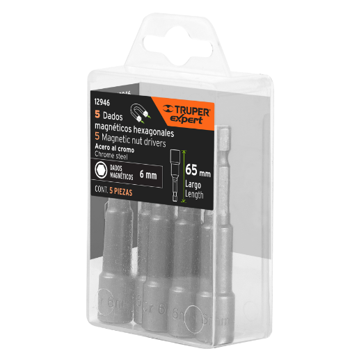 Juego dados magnéticos, 6 mm, 5 piezas, Truper Expert