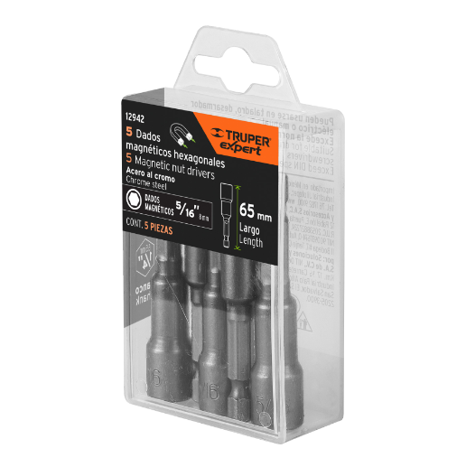 Juego dados magnéticos, 5/16", 5 piezas, Truper Expert