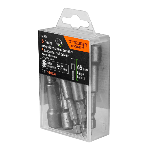 Juego dados magnéticos, 3/8", 5 piezas, Truper Expert