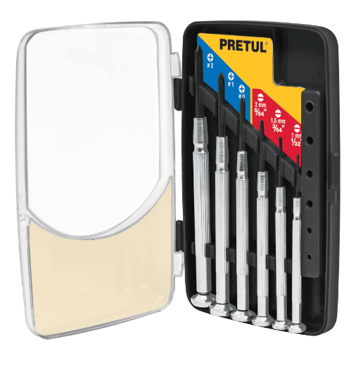 Juego con desarmadores metalicos de precisión ,6pzas, Pretul