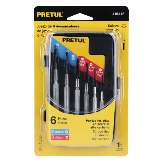 Juego con desarmadores metalicos de precisión ,6pzas, Pretul