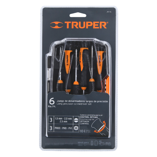 Juego con desarmadores largos de precisión, 6 piezas