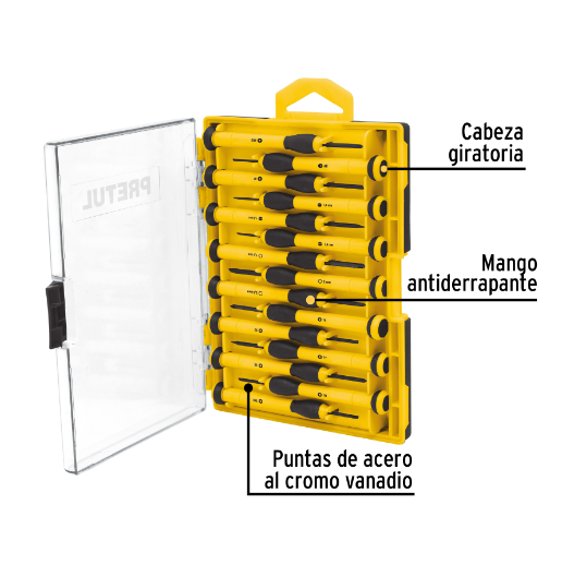 Juego con desarmadores de precisión, 15 piezas, Pretul