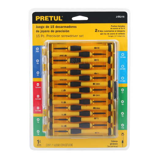 Juego con desarmadores de precisión, 15 piezas, Pretul