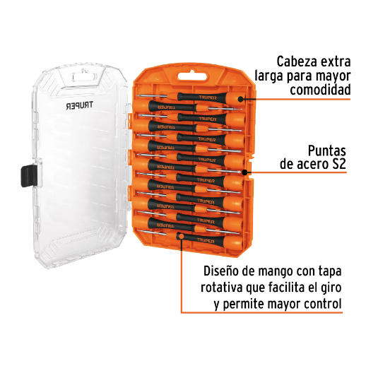 Juego con desarmadores de precisión, 15 piezas