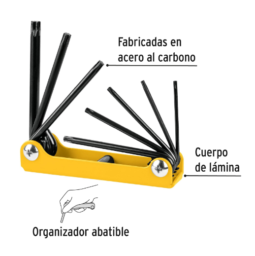 Juego 8 llaves torx, tipo navaja, Pretul