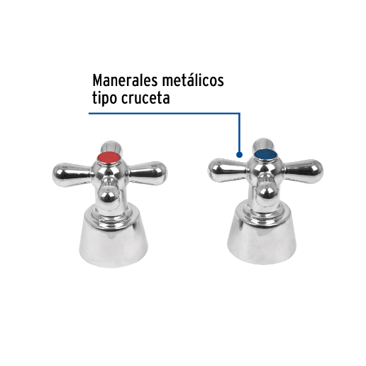 Juego 2 manerales tipo cruceta para lavabo, Aqua