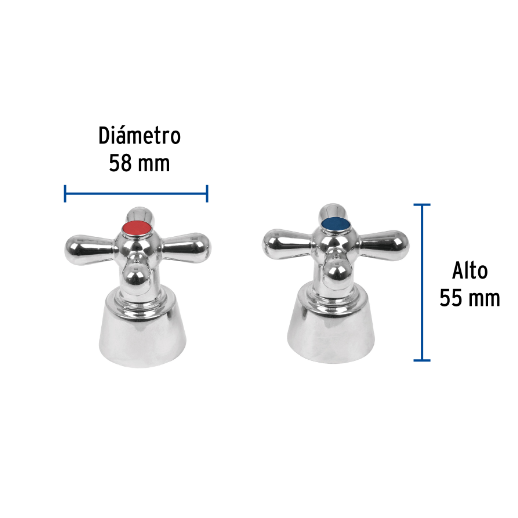 Juego 2 manerales tipo cruceta para lavabo, Aqua