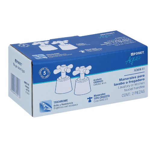 Juego 2 manerales tipo cruceta para lavabo, Aqua