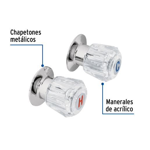 Juego 2 manerales para regadera, de acrílico, basic