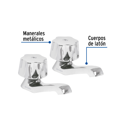 Juego 2 llaves para lavabo, manerales hexagonal, Basic