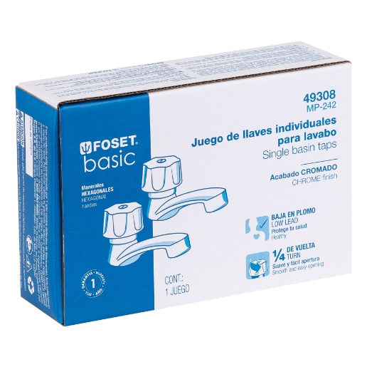 Juego 2 llaves para lavabo, ABS, manerales hexagonal, Basic