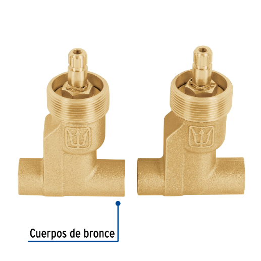 Juego 2 llaves de latón para empotrar soldables, Aqua