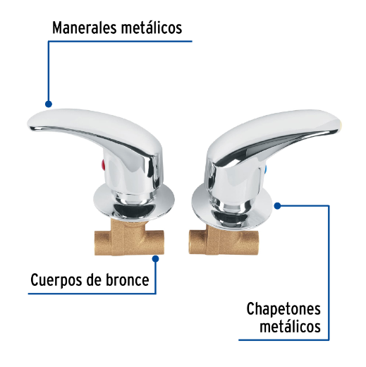 Juego 2 llaves de empotrar, soldable tipo palanca, Aqua