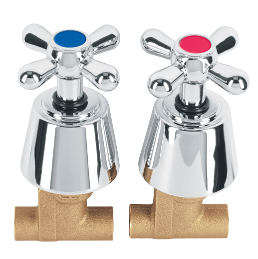 Juego 2 llaves de empotrar, soldable tipo cruceta, Aqua